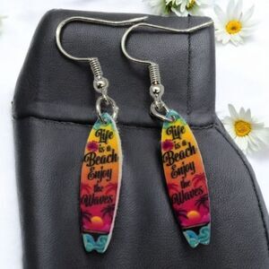 Surfboard Earrings Hawaii Vacation Cruise Resort Beach Sport North Shore Surfer